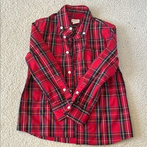 Crewcuts Red Plaid Button-Down Shirt with Navy and Yellow Accents